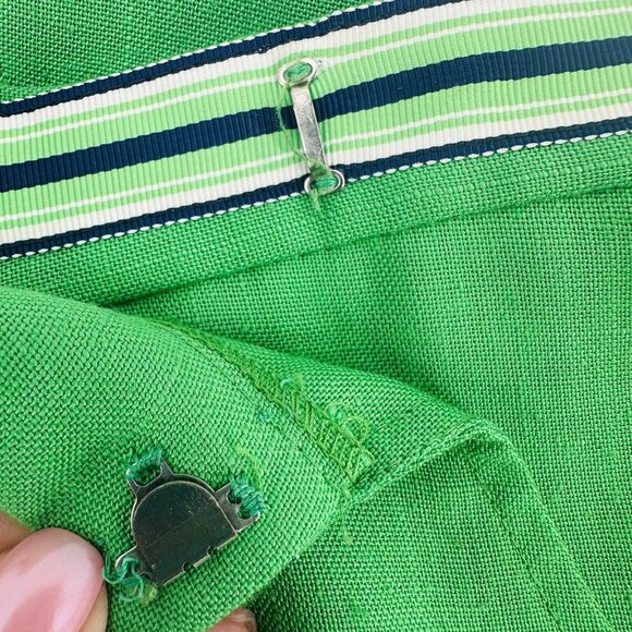 VTG The Red Mill Green Womens Sz 4-6 High Waist Pleated Retro Mod Striped AA40 - Picture 10 of 11